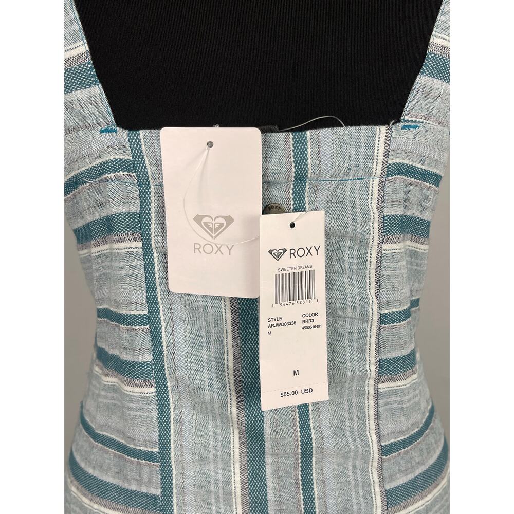 NWT Roxy Sweeter Dreams Light Blue Stripe Linen Blend Mini Dress Size Medium - Picture 5 of 8